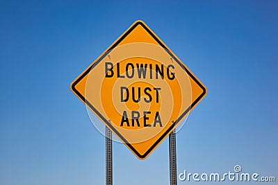 Blowing Dust Sign along Interstate 10 in the southwest U.S.A. Stock Photo