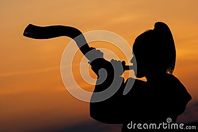 Blowing Horn Sunset Stock Photo