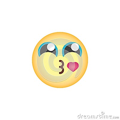 Blowing Kiss Emoticon flat icon Vector Illustration