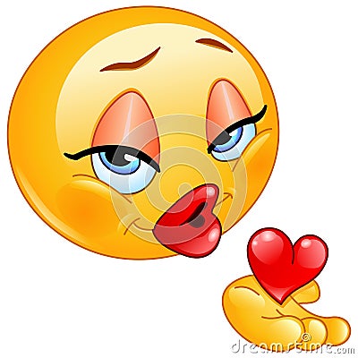 Blowing kiss female emoticon Vector Illustration