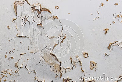Blown plaster on an old internal wall. Damaged damp plasterwork Stock Photo