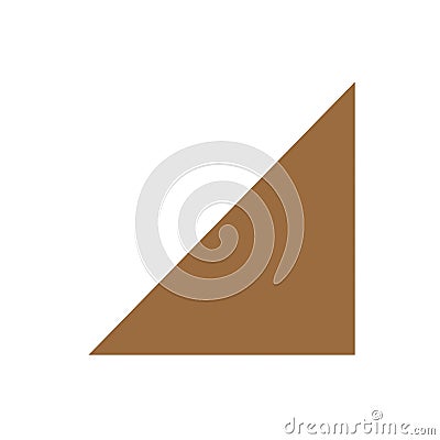 Brown right triangle basic simple shapes isolated on white background, geometric right triangle icon, 2d shape symbol right Vector Illustration