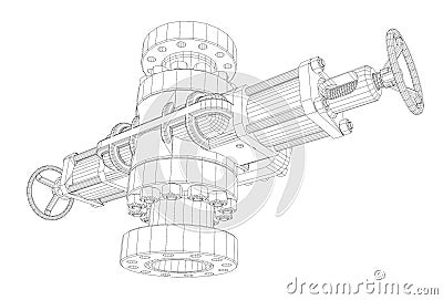 Blowout preventer. Wire frame style Vector Illustration