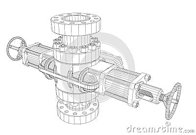 Blowout preventer. Wire frame style Vector Illustration