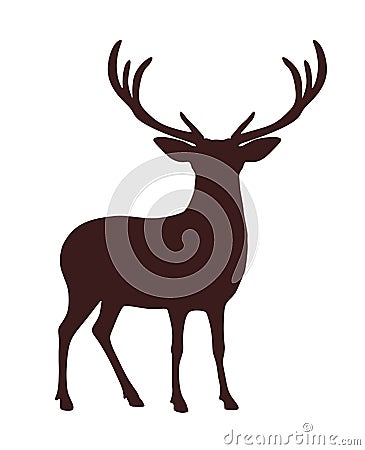 Vector brown deer reindeer silhouette Vector Illustration
