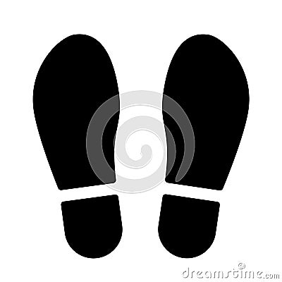 Blsck footsteps icon template. Shoes print symbol, sign. Vector illustration isolated on white background Cartoon Illustration