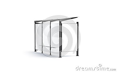 Blsnk white lightbox on bus stop mock up, side view Stock Photo