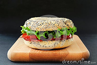 BLT bagel sandwich with low fat turkey bacon Stock Photo