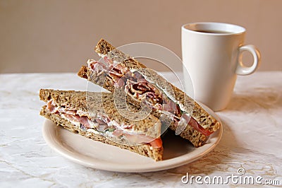 BLT sandwich and tea Stock Photo