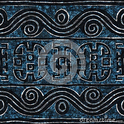 Blu batik seamless texture Stock Photo