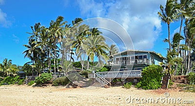 Blu wooden beach House Stock Photo