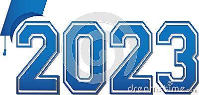 2023 Blue Varsity Letters Logo Vector Illustration