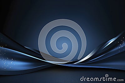 Blue Abstact wave on dark background. Festive, Elegant and Luxury light lines with shine particles Stock Photo