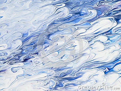 Blue abstract art hand painted background, liquid acrylic Stock Photo