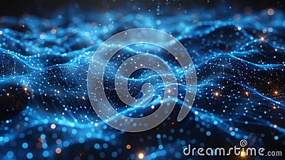 Blue abstract background concept depicting cyberspace and digital data networks. Transferring digital data via hi-speed Stock Photo