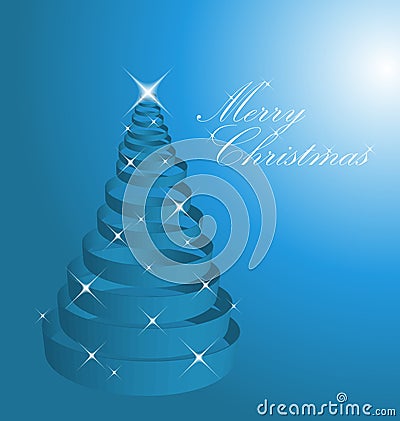 Blue abstract christmas tree Vector Illustration