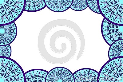 Blue abstract decorative frame for photographs, cards, invitations, brochures. Bright blue photo frame template. Vector Vector Illustration