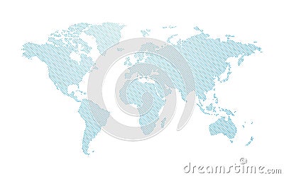 Blue abstract dotted world map Vector Illustration