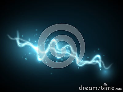 Blue abstract energy shock effect. Electric discharge. Vector illustration Vector Illustration