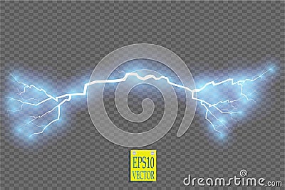 Blue abstract energy shock explosion special light effect with spark. Vector glow power lightning cluster. Electric Vector Illustration