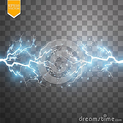 Blue abstract energy shock explosion special light effect with spark. Vector glow power lightning cluster. Electric Vector Illustration