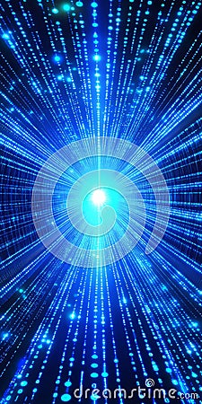 Blue abstract futuristic binary code digital data flow technology background, 3D render Stock Photo