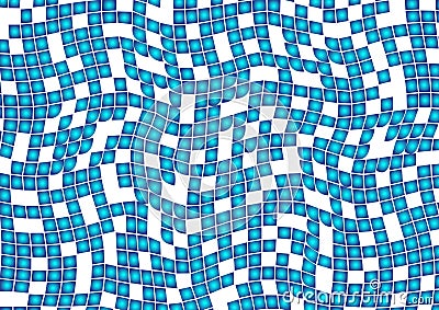 Blue abstract geometric pattern with squares on white background. Vector Cartoon Illustration