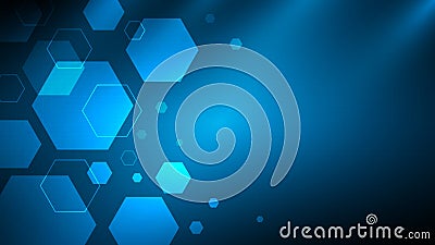 blue abstract hexagon technology background with copyspace,futuristic tech background,communication innovative technology Vector Illustration