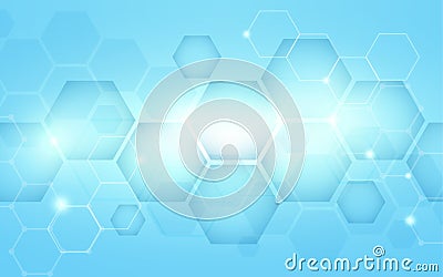 Blue abstract hexagons technology digital hi tech concept background Vector Illustration