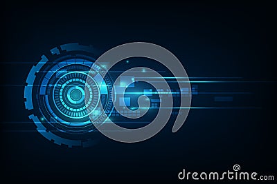 Blue abstract hi speed internet technology background illustration. eye scan virus computer. motion move. Vector Illustration