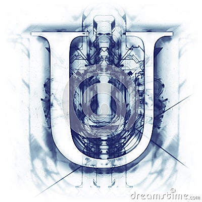 Blue Abstract Letter U Stock Photo