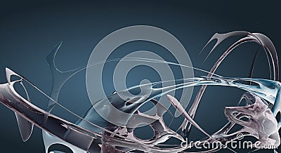 Blue abstract liquid waves 3D rendered Stock Photo