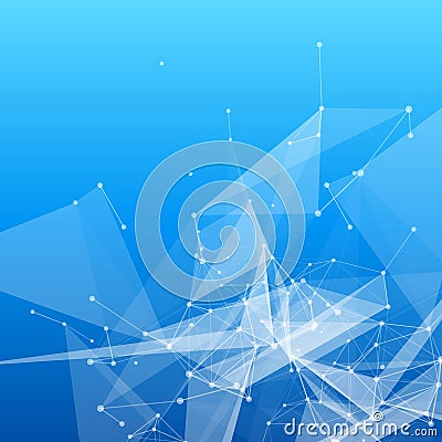 Blue Abstract Mesh Background with Circles, Lines Vector Illustration