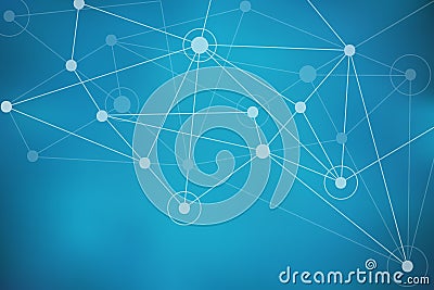 Blue Abstract Mesh Background with Circles, Lines and points Vector Illustration