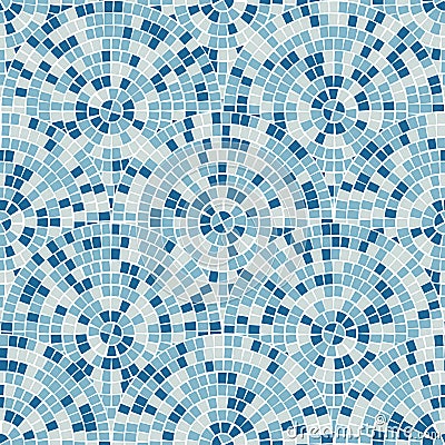 Blue abstract mosaic seamless pattern. Vector background. Endless texture. Ceramic tile fragments. Vector Illustration