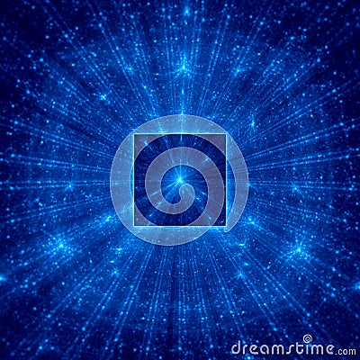 Blue abstract square with blue rays Stock Photo