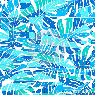 Blue abstract surf pattern in a seamless pattern Vector Illustration