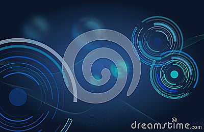 Blue abstract tech circles background Vector Illustration