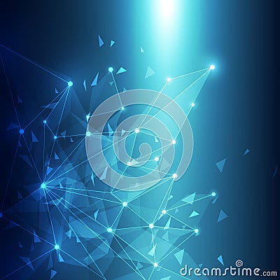 Blue Abstract Technology Mesh Background with Circles, vector illustration Vector Illustration