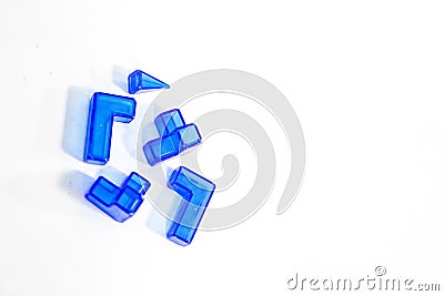 Blue abstract transparent cubes on a white background, horizontal Stock Photo