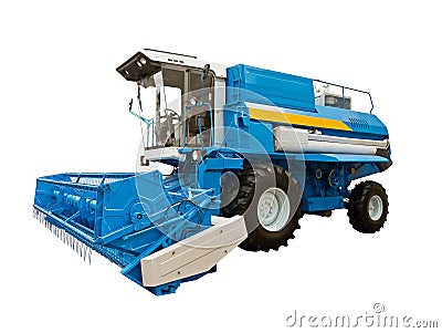 Blue agricultural harvester Stock Photo