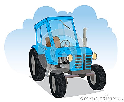 Blue agricultural tractor Vector Illustration