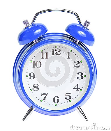 Blue alarm clock isolated Stock Photo