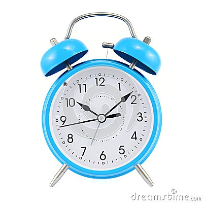 Blue alarm clock isolated Stock Photo