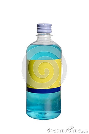 Blue alcohol bottle, alcohol for sterilize virus and bacteria Stock Photo