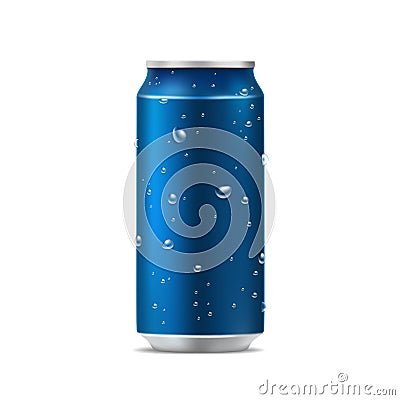 Blue aluminum can for beer, lager, ale Vector Illustration