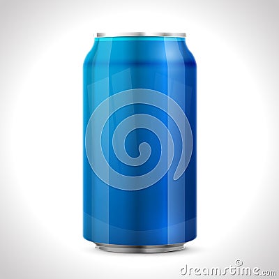 Blue aluminum can. Vector Illustration