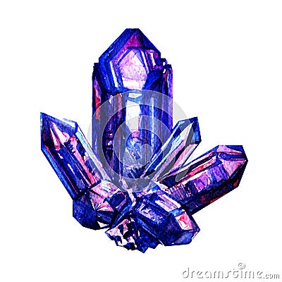 Blue amethyst crystal isolated Stock Photo