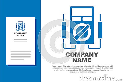 Blue Ampere meter, multimeter, voltmeter icon isolated on white background. Instruments for measurement of electric Vector Illustration
