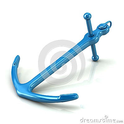 Blue anchor 3d illustration Cartoon Illustration